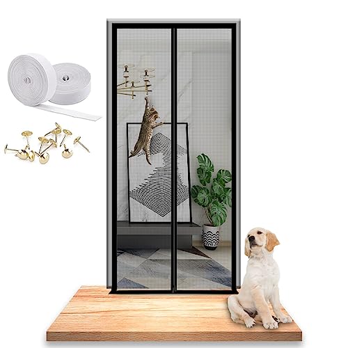 Cat Screen Katzennetz for Balkon, Haustiere Bildschirm Tür,Katzengitter Tür Katze Kratzfest Katze Mesh Tür Bildschirm for Wohnzimmer,Schlafzimmer,Küche (Color : Black, Size : 100x230cm) von SPEESY