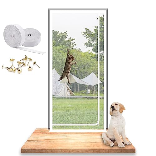 Cat Screen Katzennetz for Balkon, Verdickte Katzenschutzgitter Haustiere Bildschirm Tür, Verhindern DASS Katzen Aus Laufen (Color : White, Size : 100x200cm) von SPEESY