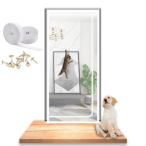 Katzengitter Balkontür, Haustiere Bildschirm Tür for Wohnzimmer, Schlafzimmer, Küche Hund Katze Gittertür Mit Reißverschluss (Color : White, Size : 100x220cm) von SPEESY