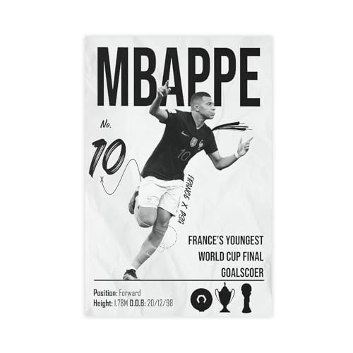 Mbappe Frankreich – Fußballspieler-Poster, Leinwand-Poster, Wandkunst, Dekordruck, Bild, Gemälde für Wohnzimmer, Schlafzimmer, Dekoration, ungerahmt, 40 x 60 cm von SPERKY