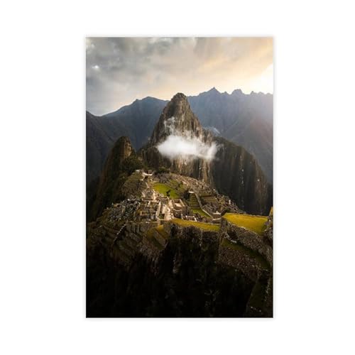 SPERKY Luftfotografie von Machu Picchu in Peru, Poster, Leinwand, Poster, Wandkunst, Dekordruck, Bild, Gemälde für Wohnzimmer, Schlafzimmer, Dekoration, ungerahmt, 30 x 45 cm von SPERKY