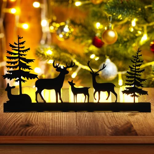 SPERMUOY Kerzen Adventskranz Kerzen Advent Schwarz,Adventskranz schwarz Metall Kerzenhalter Adventskranz Schwarz Adventskranz Teelichthalter Tisch Adventsdeko Weihnachtsdeko Kerzen von SPERMUOY