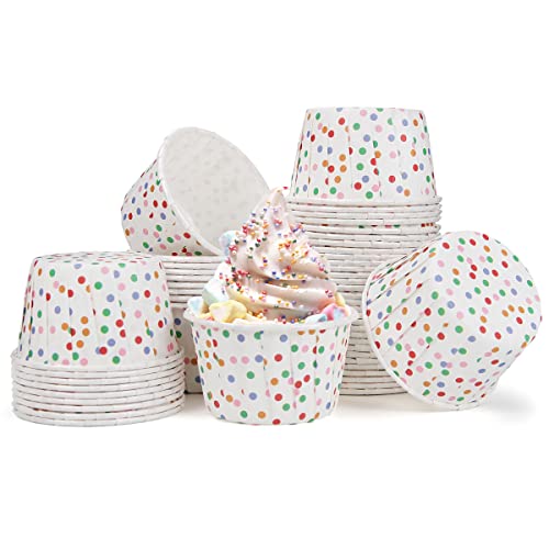Spesh 50 Stücke Papier Muffinförmchen Mini Cupcake Formen für Hochzeiten,Geburtstage,Weihnachten (Farbige Punkt) von Spesh