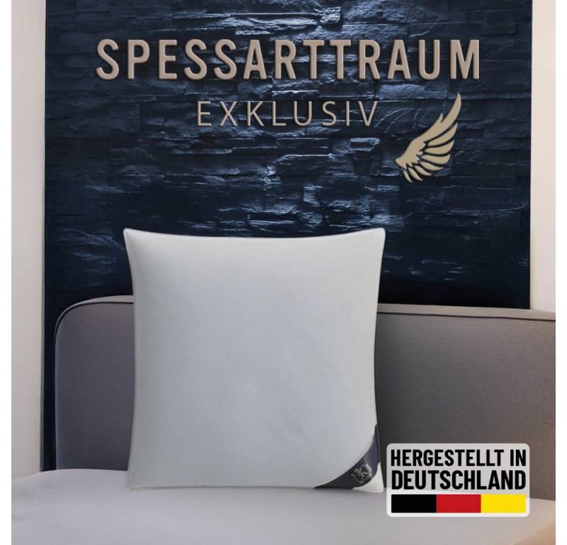SPESSARTTRAUM 3-Kammer-Kopfkissen Exklusiv, Kissen ist made in Germany, Füllung: 90% Daunen / 10% Federn, Klasse 1, Downpass zertifiziert (Außenkammern), Bezug: 100% Baumwolle, Made in Green, Hausstauballergiker geeignet, gute Stützkraft, Seitenschläfer & Rückenschläfer von SPESSARTTRAUM
