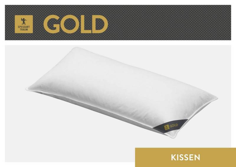 SPESSARTTRAUM 3-Kammer-Kopfkissen Gold, Füllung: Außen: 90% Gänsedaunen, 10% Gänsefedern Innen: 100% Gänsefedern, Bezug: 100% Baumwolle, hergestellt in Deutschland, allergikerfreundlich von SPESSARTTRAUM