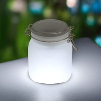 LED Solar Leuchte im Einmachglas 15 cm - weiß und mehrfarbig - Solarlampe aus Milchglas mit Einschaltautomatik und Farbwechsel-Modus von SPETEBO