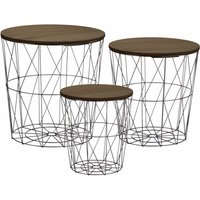Spetebo - Metall Korb Beistelltisch dunkel - 3er Set - Sofatisch Couchtisch Korb Tisch von SPETEBO