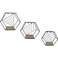Spetebo - Wandregal hexagon schwarz - 3er Set - Hängeregal im Sechseck Design - Deko Regal zum Aufhängen oder Hinstellen von SPETEBO