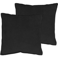 Cord Dekokissen 2er Set je 45 cm - schwarz - Zierkissen mit Füllung und Bezug - Kordsamt Kissen Sofakissen Couchkissen Kuschelkissen Komplettset von SPETEBO