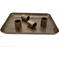 Spetebo - Metall Kerzenständer für 4 Stabkerzen 20 x 15 cm - gold - Deko Tablett mit magnetischen Kerzenhaltern - Magnet Tafelkerzen Halter von SPETEBO