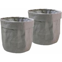 Papier Blumentopf 32 x 30 cm - Taupe / 2er Set - Kraftpapier Übertopf - Deko Blumen Pflanzen Tasche Beutel Tüte Topf faltbar von SPETEBO