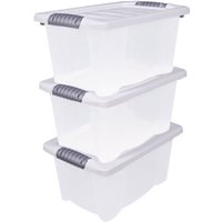 Kunststoff Stapelbox mit Deckel 40 x 30 cm - 3er Set / jeweils 14 Liter - Aufbewahrungsbox mit Griff - Spielzeugkiste Lagerbox Multibox Allzweckbox von SPETEBO