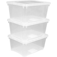 Spetebo - Kunststoff Aufbewahrungsbox transparent - 8 l / 3er Set - Universal Klasicht Box mit Deckel 37 x 26 cm - Multibox Lagerbox Sammelbox von SPETEBO