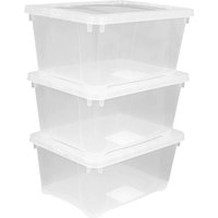 Kunststoff Aufbewahrungsbox transparent - 8 l / 3er Set - Universal Klasicht Box mit Deckel 37 x 26 cm - Multibox Lagerbox Sammelbox Organizer Box von SPETEBO