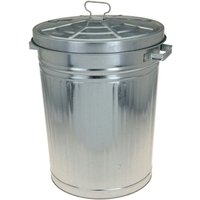 Zink Abfalleimer mit Deckel - 55 Liter - Metall Garten Outdoor Mülleimer silber von SPETEBO