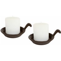 Gusseisen Kerzenteller dunkelbraun 12 cm - 2er Set - Deko Kerzen Halter für Stumpenkerzen von SPETEBO