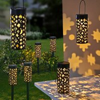 Led Solar Gartenleuchte 3-in-1 schwarz - 2er Set / 18 x 7,5 cm - Outdoor Deko Hängelampe Tischlampe Gartenstecker für Außen von SPETEBO