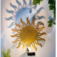 Solar Wandleuchte Sonne im antik bronze Look - Ø 30 cm - LED Garten Deko Wand Beleuchtung von SPETEBO