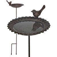 Spetebo - Vogel Tränke Antik Gusseisen - 79,5 cm - Futterstation Bad Garten Deko Stecker von SPETEBO