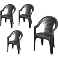 Gartenstuhl in Rattan Optik - 4er Set anthrazit - Monoblock Garten Kunststoff Stuhl von SPETEBO
