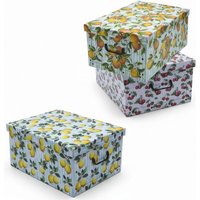 3er Set Aufbewahrungsbox mit Deckel 51 x 37 cm - Früchte - Stapelbox aus Pappe mit Griffen 45 Liter - Organizer Storage Box 3er Set Aufbewahrungsbox mit Deckel 51 x 37 cm - Früchte - Stapelbox aus Pappe mit Griffen 45 Liter - Organizer Storage Box von SPETEBO