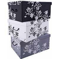 Spetebo - 3er Set Aufbewahrungsbox mit Deckel je 51 x 37 cm - Blumenmuster - Stapelbox aus Pappe mit Griffen 45 Liter - Organizer Storage Box Spetebo - 3er Set Aufbewahrungsbox mit Deckel je 51 x 37 cm - Blumenmuster - Stapelbox aus Pappe mit Griffen 45 Liter - Organizer Storage Box von SPETEBO