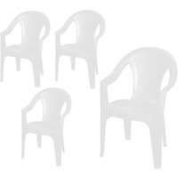 Gartenstuhl in Rattan Optik - 4er Set weiß - Monoblock Garten Kunststoff Stuhl von SPETEBO