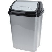 Abfalleimer mit Schwingdeckel - 16 L / klein - Mülleimer in grau mit schwarzem Deckel - Müll Tonne Abfall Sammler von SPETEBO