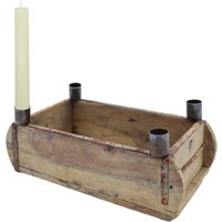 Adventsleuchter in Ziegelform für Stabkerzen - 30 x 15 cm - Holz Kerzenständer für Tafelkerzen - Vintage Deko Holzkiste von SPETEBO