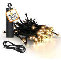 Akku Lichterkette per USB aufladbar bis 10 Tage Leuchtdauer mit Timer - 50 LED auf 3,7m - Außen Dekolicht warm weiß mit 8 Funktionen von SPETEBO
