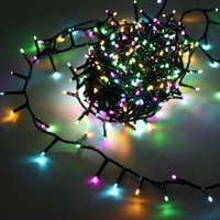 Außen Büschel Lichterkette mit Timer 500 LED auf 11 m - soft bunt - Cluster Weihnachtslichterkette warmweiß von SPETEBO