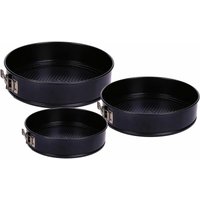Back Springform 3er Set rund schwarz - 28 / 26 / 24 cm - Kuchen Backformen mit Antihaft-Beschichtung von SPETEBO