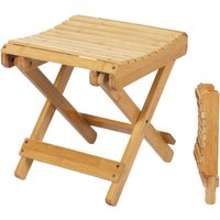 Bambus Klapp Sitzhocker eckig natur - 28 x 28 cm - Holz Deko Hocker klappbar von SPETEBO