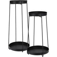 Blumentopf Ständer aus Metall in schwarz 2er Set - H 58 / 46 cm - Deko Blumenregal mit 2 Ablagen - Blumentisch Pflanzentreppe Blumenhocker von SPETEBO