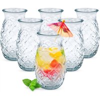 Cocktail Glas im Ananas Design 400 ml - 6er Set - Party Trinkglas klar mit Relief von SPETEBO