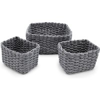 Deko Aufbewahrungs Körbchen in grau - 3er Set - Rattan Allzweck Flechtkorb aus Papier - Mehrzweck Rattankorb Bad Organizer stapelbar Deko Aufbewahrungs Körbchen in grau - 3er Set - Rattan Allzweck Flechtkorb aus Papier - Mehrzweck Rattankorb Bad Organizer stapelbar von SPETEBO