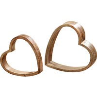 Spetebo - Deko Herzen 2er Set aus Mango Holz - 28 / 22 cm - Tischdeko Doppelherz aus Massivholz - Hochzeit Jahrestag Hochzeitstag von SPETEBO