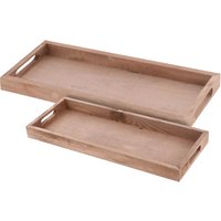 Deko Holztablett natur 2er Set - 50 / 45 cm - Holz Kerzenteller länglich - Tischdeko Dekotablett Servierplatte Dekoschale rechteckig Kerzen Brett von SPETEBO