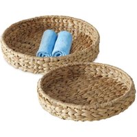 Deko Tablett aus Wasserhyazinthe 2er Set - 30 / 25 cm - Boho Chic Korbschale rund aus Seegras geflochten von SPETEBO