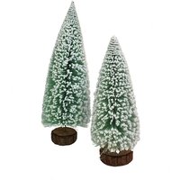 Deko Tannenbäume im 2er Set - 35 / 26 cm - verschneite Bäume zur Tisch- und Fensterdekoration von SPETEBO