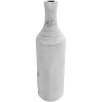 Design Holz Blumen Vase groß - white washed / 46 cm - Holzvase XXL Flasche naturbelassen - Tischdeko Fensterdeko für Kunstpflanzen und Pampasgras von SPETEBO