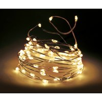Draht Lichterkette 395 cm mit 80 led und 8 Leuchtfunktionen - warm weiß - Garten Deko Beleuchtung Außen Innen Batterie betrieben mit Timer von SPETEBO
