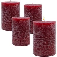 Echtwachs rustikal Stumpenkerzen 10 x 7 cm bordeaux rot - 4er Set - Advents Kerzen unparfümiert ca. 30 Stunden brenndauer von SPETEBO
