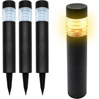 Edelstahl Solar Gehwegleuchte 42 x 8 cm - 4er Set in anthrazit - Garten Wegeleuchte warm weiß von SPETEBO