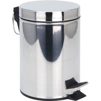 Edelstahl Tretmülleimer silber rund - 20 Liter - Metall Kosmetikeimer in zeitlosem Design - Mülleimer Treteimer Abfalleimer klein mit entnehmbarem von SPETEBO