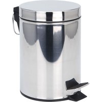 Spetebo - Edelstahl Tretmülleimer silber rund - 5 Liter - Metall Kosmetikeimer in zeitlosem Design - Mülleimer Treteimer Abfalleimer klein mit von SPETEBO