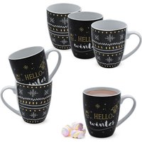 Feinkeramik Kaffeetasse 300 ml mit Wintermotiv - 6er Set - Porzellan Weihnachts Kaffeebecher mit Henkel Feinkeramik Kaffeetasse 300 ml mit Wintermotiv - 6er Set - Porzellan Weihnachts Kaffeebecher mit Henkel von SPETEBO