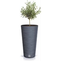 Garten Blumentopf konisch aus Kunststoff in anthrazit - 58 x 30 cm - Rillen Design Pflanzkübel mit Einsatz - Blumenkübel Pflanzsäule Blumen Übertopf von SPETEBO