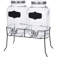 Spetebo - Glas Getränkespender mit Zapfhahn - 2er Set / je 4 Liter - Wasser Spender mit Beschriftungsfeld von SPETEBO
