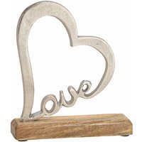 Holz Aufsteller Herz 20 cm - LOVE - Mango Tisch Fenster Deko silber Hochzeit von SPETEBO